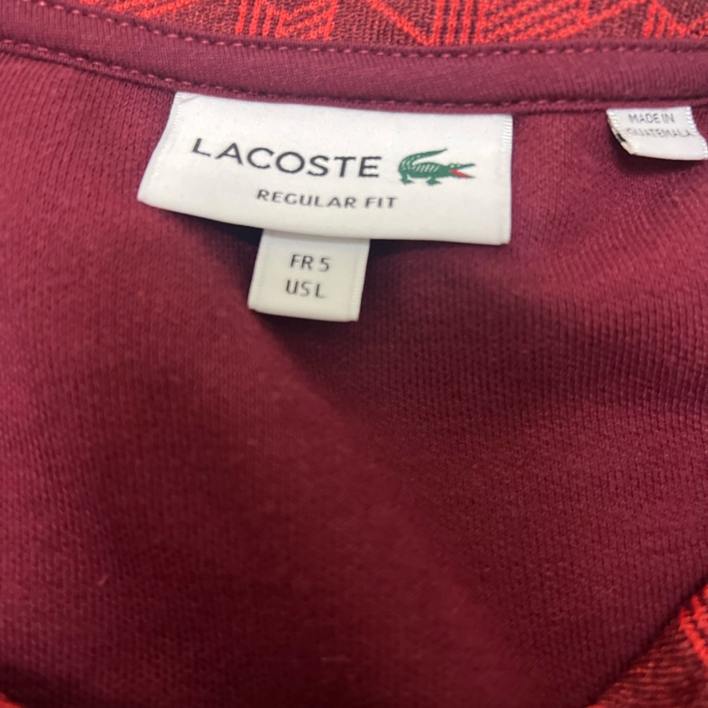 Lacoste Red Geometric Track Jacket with Green & White Stripe - Picture 6 of 6